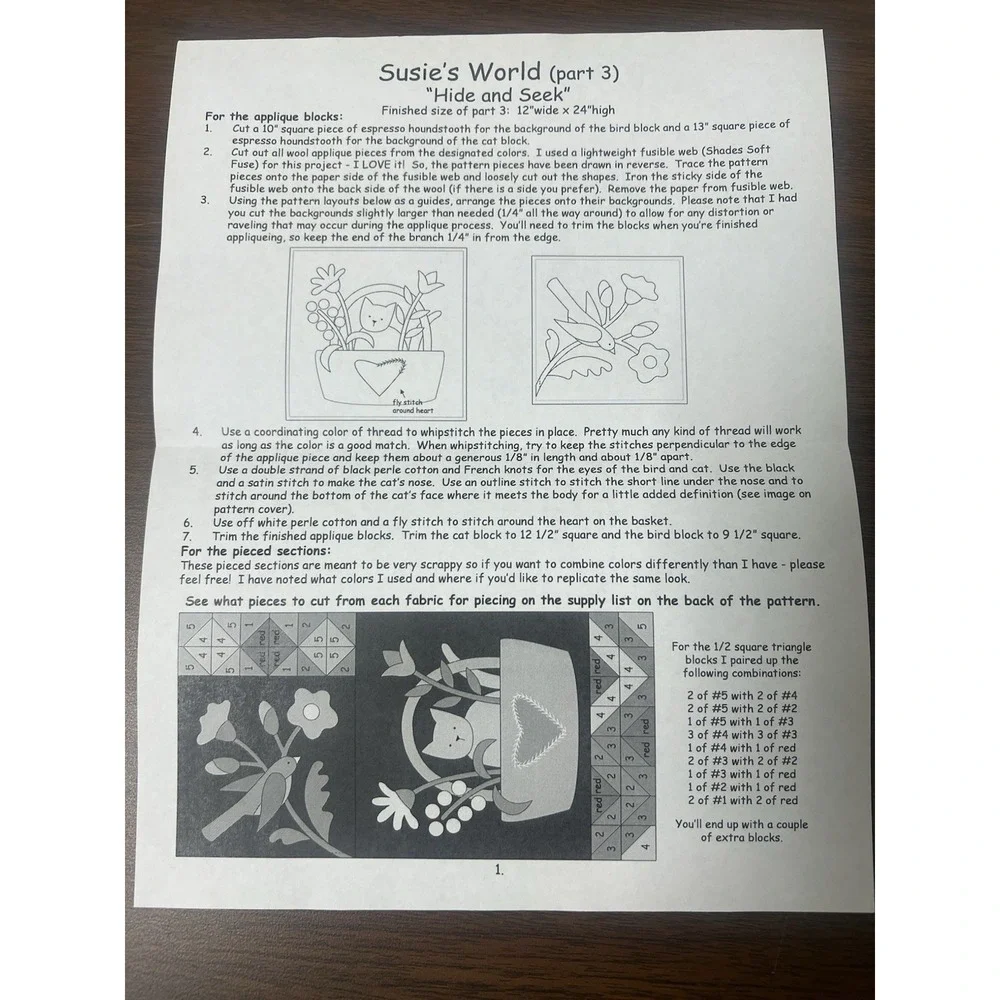 Susie's World Block Of The Month‎ by Keepsake Quilting Month 3 Hide & Seek Cat